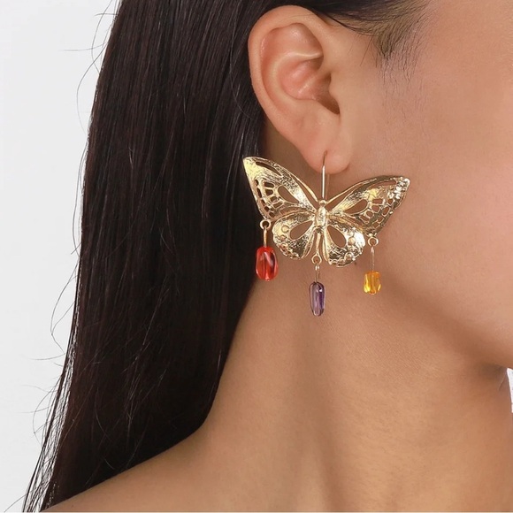 Zara Butterfly Charm Earrings - Picture 5 of 13